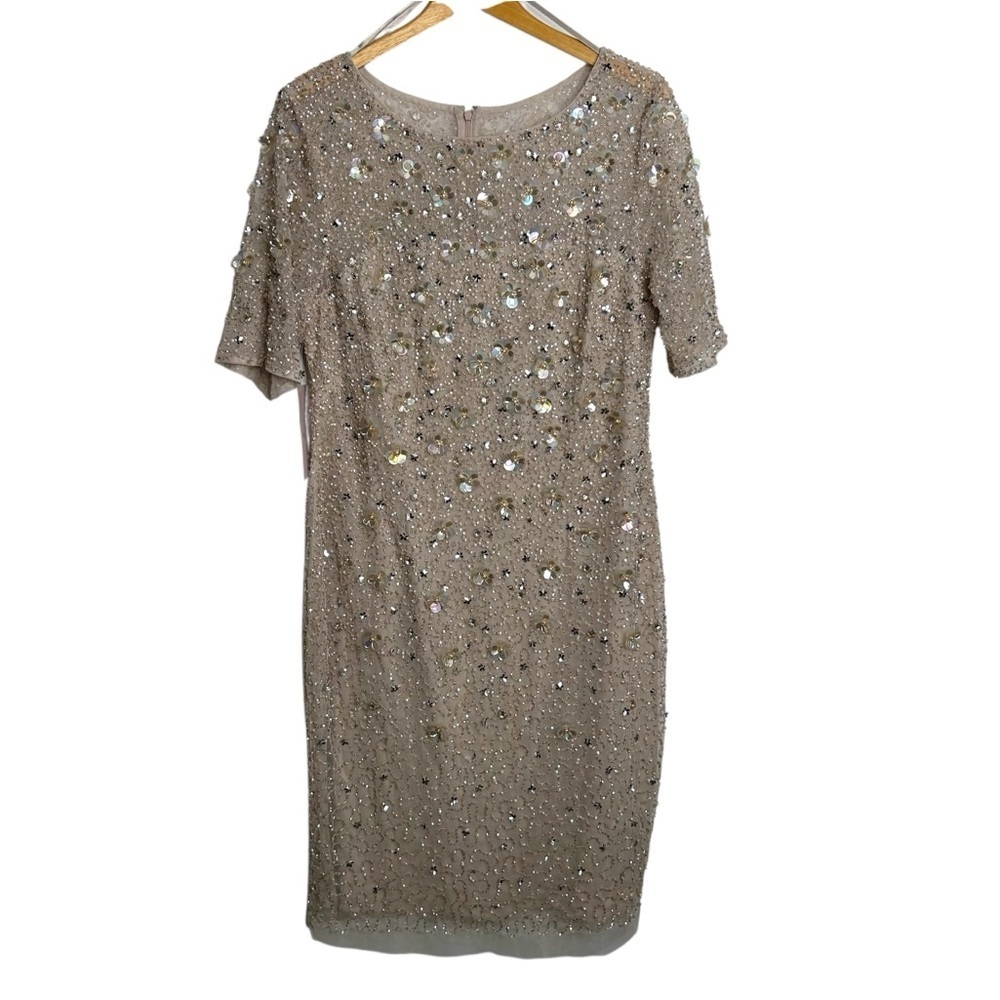 Anthropologie BHLDN Petaluma Flower Sequin Dress Adrianna Papell Plus Size 16 - Picture 7 of 15